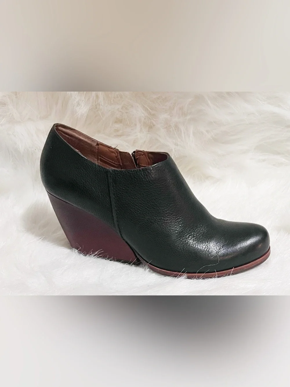 Kork Ease Natalya Leather Wedge Zip Ankle Boots Booties Size 9